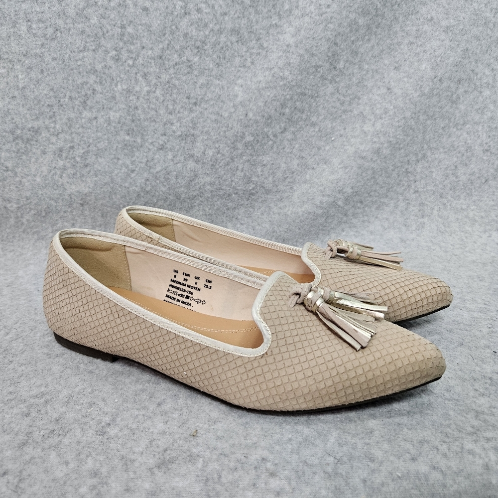 Hush Puppies Women's Shoes Sadie Tassel Slip On Loafer Sz 8 Eggnog Cobra Leather